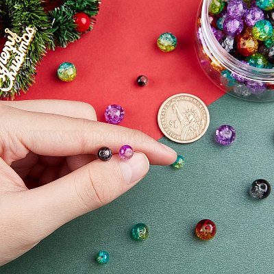 Окрашенного распылением треск стеклянные бусы нити CCG-NB0001-02-1