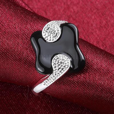 Модно латунь эмаль ромб кольца палец RJEW-BB07438-7-1