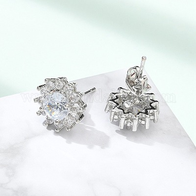 Серьги-гвоздики из циркония&nbsp;LS-EJEW-R009-02P-1