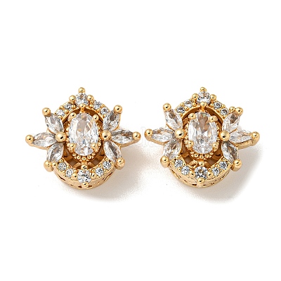 Латунные микро проложить кубического циркония бусы KK-K378-05G-1