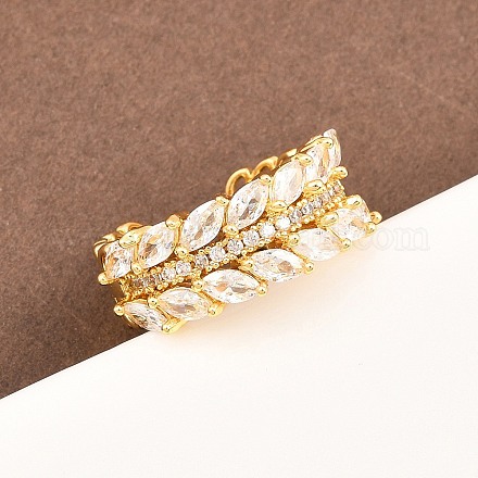 Манжеты из латуни с микро паве кубический цирконий для женщин RJEW-Z113-49G-1