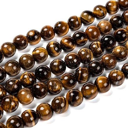 Grade ab naturelle perles rondesoeil de tigre brins X-G-O047-02-10mm-1