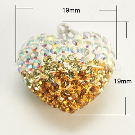Amazing Valentines Day Ideas for Her Bling Heart Polymer Clay Middle East Rhinestone Pendants X-RB-E155-C02-1