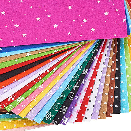BENECREAT 30 Packs 12 x 12 inches (30cm x 30cm) DIY Polyester Patterned Felt Fabric Squares Sheets Assorted Colors for Chrismas Crafts DIY-BC0005-01-1