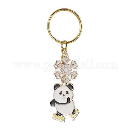 Porte-clés pendentif en émail en alliage de flocon de neige et de panda KEYC-JKC00630-02-1