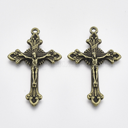 Alloy Crucifix Cross Pendants EA7407Y-AB-1