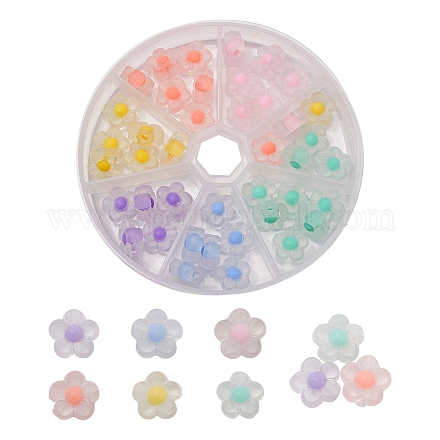 63pcs 7 couleurs perles acryliques transparentes TACR-YW0001-42-1