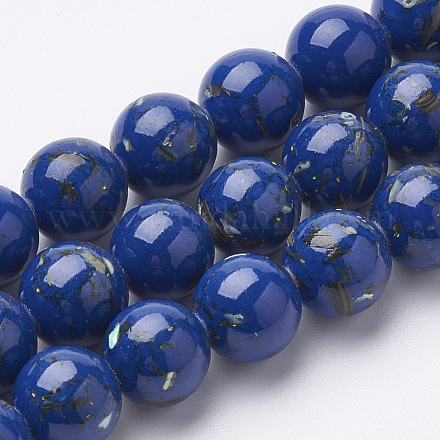 Turquoise synthétique et brins de perles de coquillage G-S212-8mm-10-1