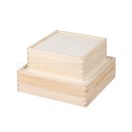木製収納ボックス  カバー付き  正方形  パパイヤホイップ  20x20x8cm WOCR-PW0001-050D-1
