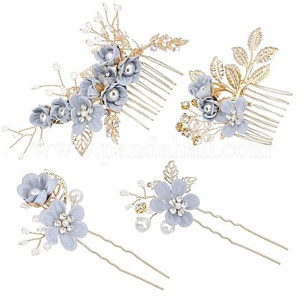 Набор расчесок и вилок для волос со стразами для новобрачных&nbsp;PHAR-WH0015-06G-1