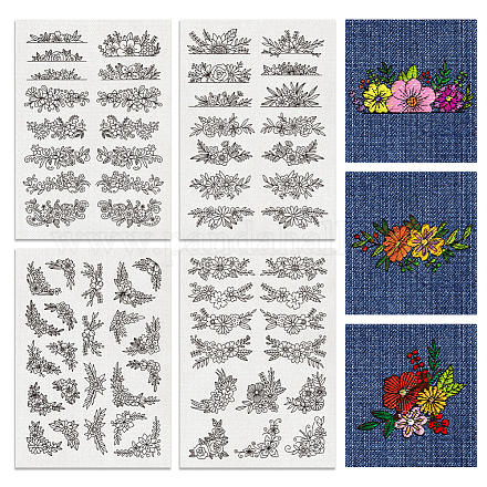 BENECREAT 4Steets 65Pcs Water Soluble Embroidery DIY-WH0455-040-1
