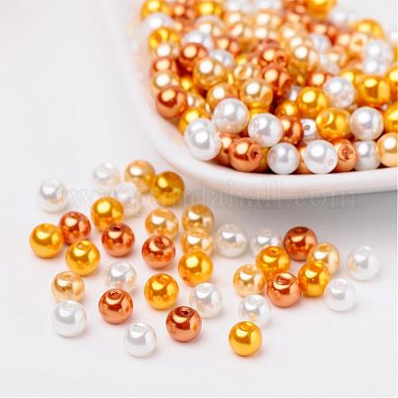 Caramello perline perla mix di vetro perlato HY-X006-6mm-02-1
