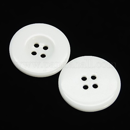 Blanc boutons de résine rondes plates X-RESI-D033-18mm-01-1