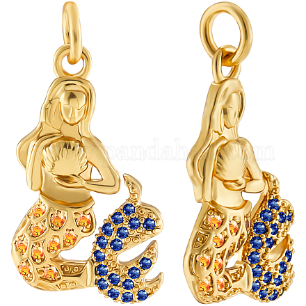 8шт латунные подвески с микропаве и кубическим цирконием KK-BBC0014-40-1