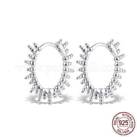 Rhodium Plated 925 Sterling Silver Hoop Earrings RU6100-2-1
