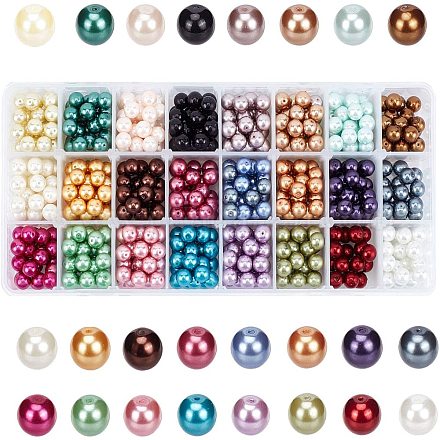 Perle tonde di perle di vetro tinte ecologiche HY-PH0011-02-8mm-1