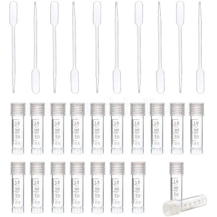 PandaHall 50 Pack 1ml Plastic Graduated Tube Mini Clear Essential Oils Sample Bottles with 10pcs Plastic Droppers for Essential Oils CON-PH0001-74-1