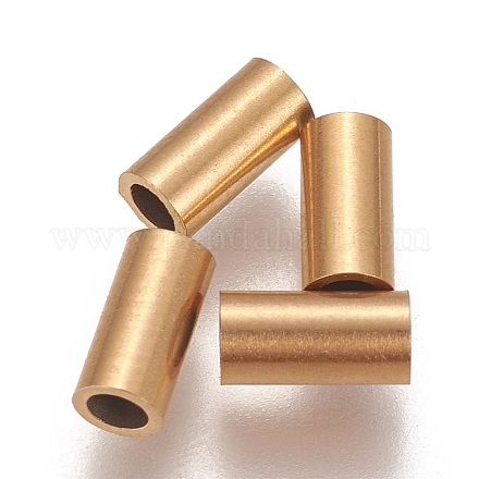 イオンプレーティング（ip）304ステンレス鋼チューブビーズ  ゴールドカラー  6x3mm  穴：2mm X-STAS-L216-23E-G-1