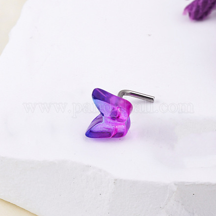 Г-образные носовые кольца в стиле бохо из нержавеющей стали 304 и темно-розовой смолы FS-WG96CDA-12-1