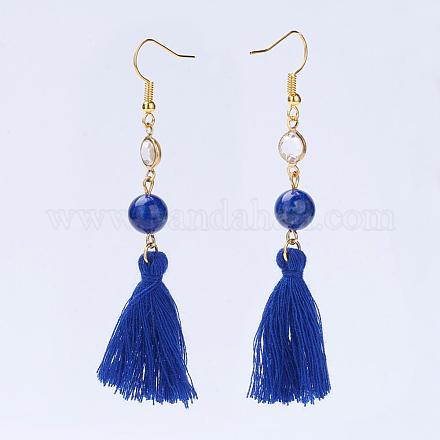Natural Lapis Lazuli Dangle Earrings EJEW-JE02442-02-1