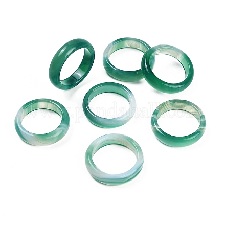 Кольца из окрашенного и нагретого натурального полосатого агата/полосатого агата для женщин RJEW-Z075-02W-1