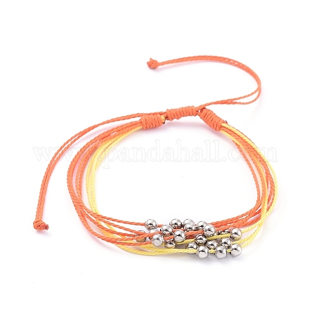(Jewelry Parties Factory Sale)Waxed Polyester Cord Braided Bead Bracelets BJEW-JB05065-02-1