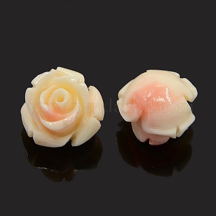 Synthetic Coral 3D Flower Rose Beads CORA-A006-10mm-022-1