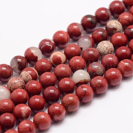 Fili perline naturali del diaspro rosso G-K153-B19-6mm-1