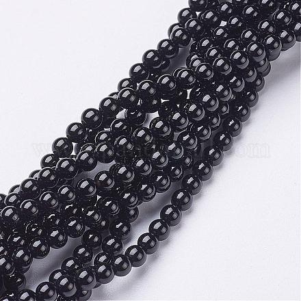 Natural Black Onyx Round Beads Strands GSR20mmC097-1
