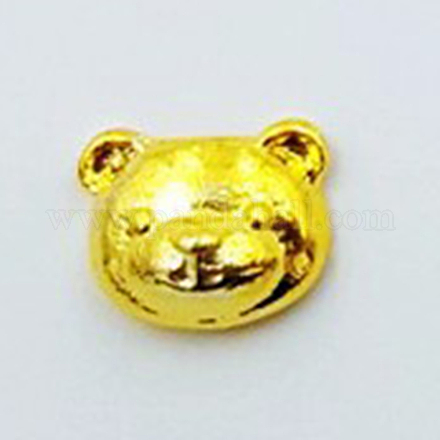 合金カボション  女性のためのネイルアートの装飾アクセサリー  クマの頭  ゴールドカラー  5.5x6.5x3mm MRMJ-WH0063-10G-1