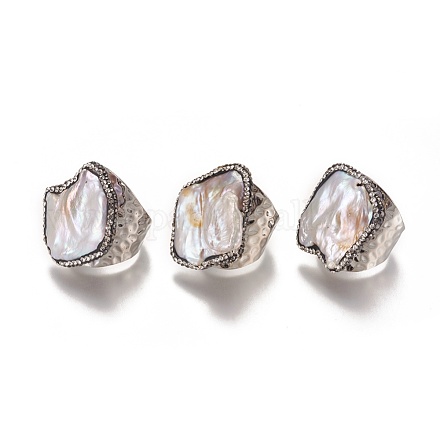 Anillos de perlas naturales RJEW-E159-12P-1