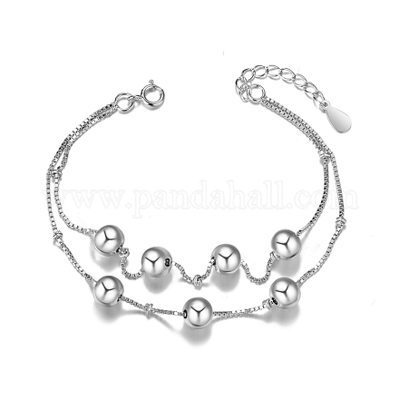 Bracelet double couche en argent sterling plaqué rhodium shegrace 925 JB329A-1