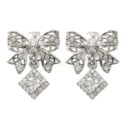 Бант и ромб латунные микропаве прозрачные кубические цирконии европейские бусины KK-V008-35P-1