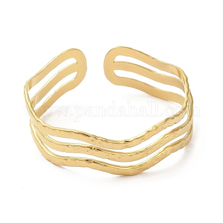 Placage ionique (ip) 304 bracelets à manchette ouverte en acier inoxydable BJEW-L682-008G-1