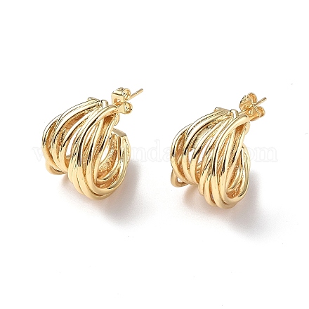 Brass Thick C-shape Stud Earrings for Women EJEW-P214-06G-1