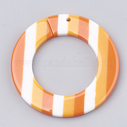 樹脂チャーム  縞模様のリング  オレンジ  49x4mm  穴：2mm CRES-T008-35-1