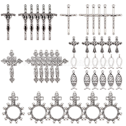 Nbeads 42 pieza 7 estilos colgantes de cruz de aleación estilo tibetano DIY-NB0007-70-1