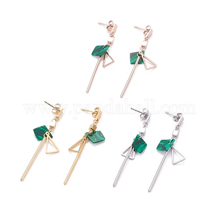 (vente d'usine de fêtes de bijoux) 304 boucles d'oreilles pendantes en acier inoxydable EJEW-L225-002-1