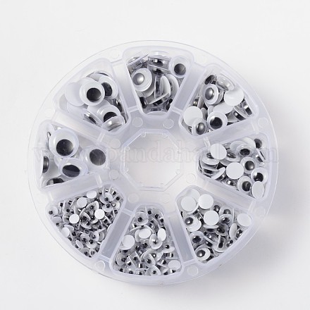 Плоские круглые черно & белый пластик покачиваться гугли глаза кабошоны DIY скрапбукинга ремесла игрушка аксессуары KY-X0006-B-1