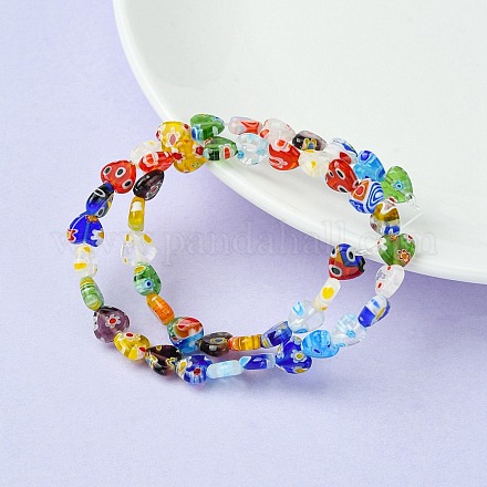 Heart Handmade Millefiori Glass Beads Strands LK-YW0001-07-1