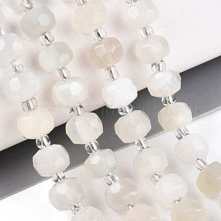 Натуральный белый лунный камень бисер пряди G-N327-08A-09-1