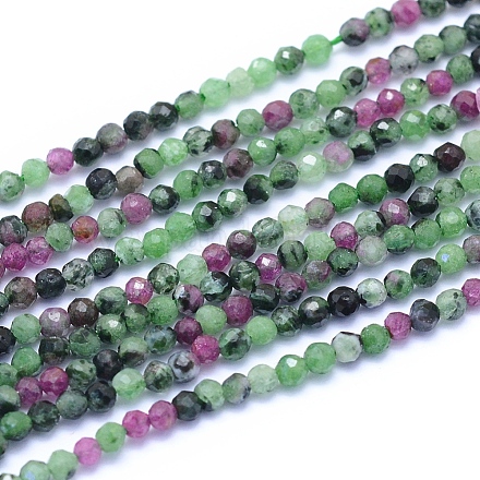 Chapelets de perles de rubis en zoïsite naturelle G-I279-E02-01-1