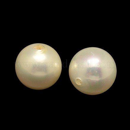 Half Drilled Round Shell Pearl Beads BSHE-M002-16mm-23-1