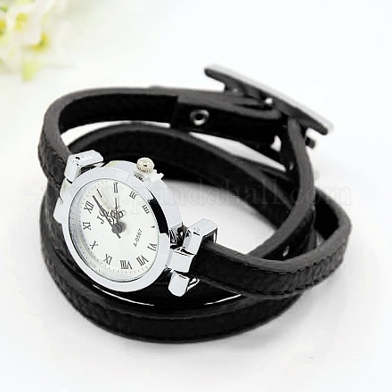 Fashionable PU Leather Wrap Watch Bracelets X-WACH-J007-09-1