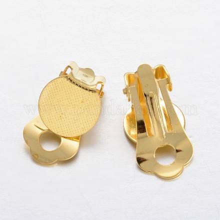 Brass Clip-on Earring Settings KK-F371-46G-1