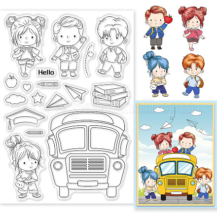 GLOBLELAND School Clear Stamps for DIY Scrapbooking Decor Back-to-School Season Graduation Season Transparent Silicone Stamps for Making Cards Photo Album Decor DIY-WH0167-57-0298-1