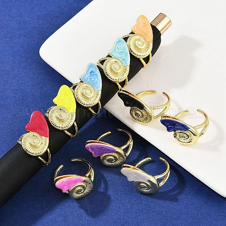 Латунные эмалевые регулируемые манжеты для женщин RJEW-G357-01D-1