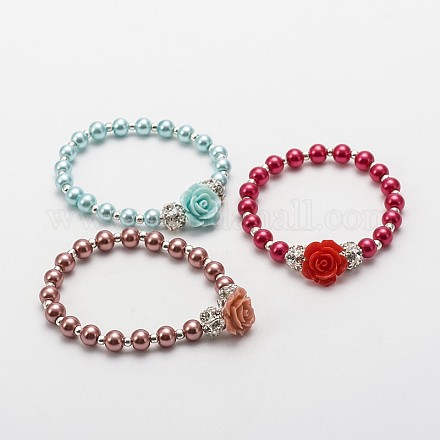 Perles de verre perles rondes s'étendent bracelets pour les enfants BJEW-JB01732-1