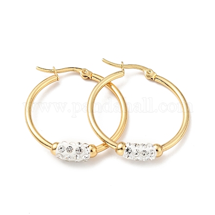 Crystal Rhinestone Tube Beaded Hoop Earrings EJEW-D279-11G-02-1