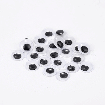 黒&白の動く目パーツカボションDIYスクラップブッククラフトおもちゃアクセサリー  ブラック  9x3mm KY-S002-9mm-1